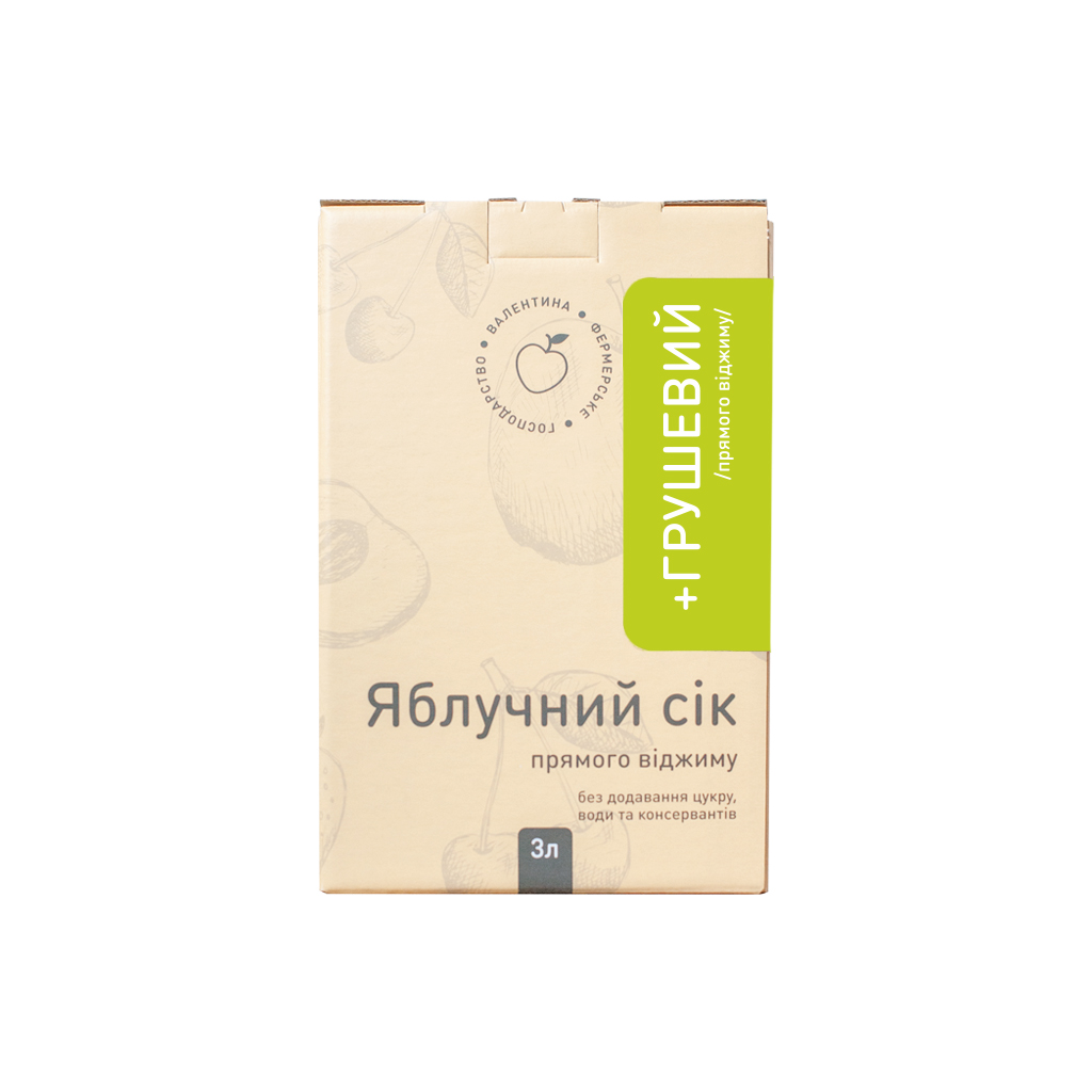 Сік яблучно-грушевий прямого віджиму ФГ "ВАЛЕНТИНА", 3 л